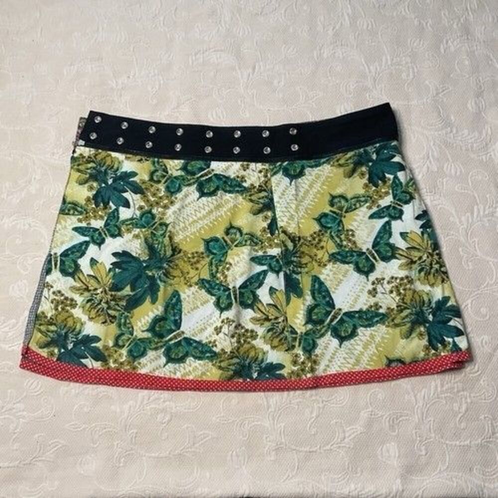 Zand Amsterdam Patchwork Grunge‎ Snap Reversible Wrap Skirt Women One Size - Picture 8 of 13